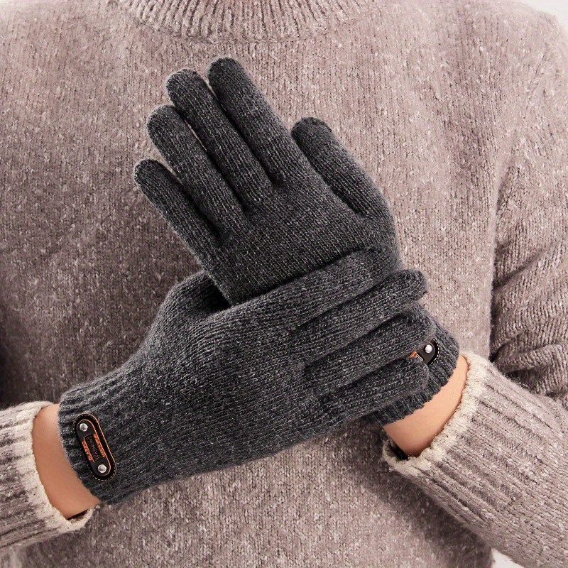 Gants en cuir d'hiver pour hommes Gants épais en laine polaire chaud et  coupe-ve