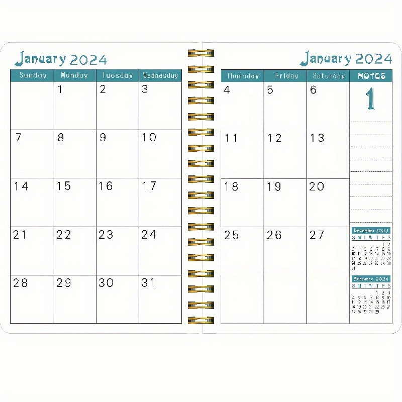 Planner 2024 Weekly Monthly Calendar Spiral12 Months Jan. - Temu