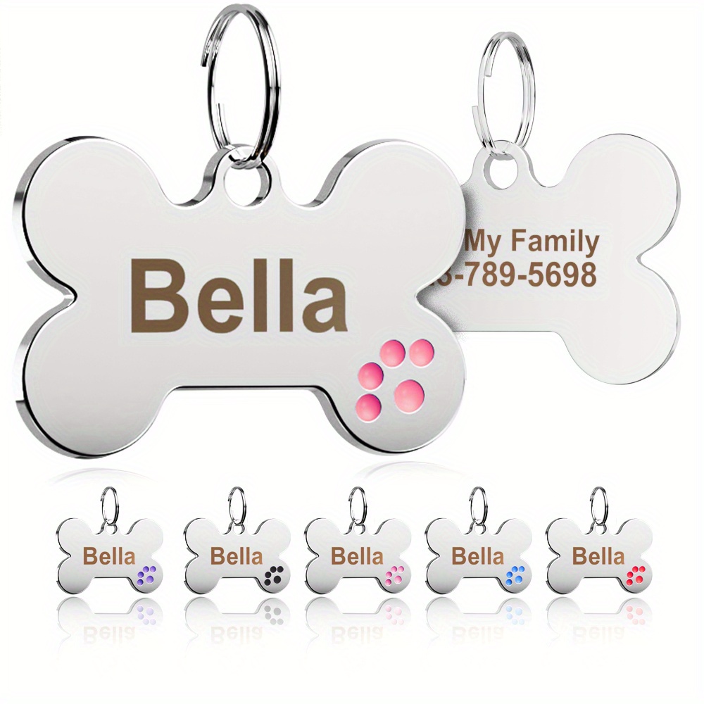 

Customized Product!!! Personalized Dog Tag, Engraved Dog Collar Name Tag Slide On Cat Id Tags Customize Bone-shaped Dog Tag, Christmas Festival Pendant, Nice Gift