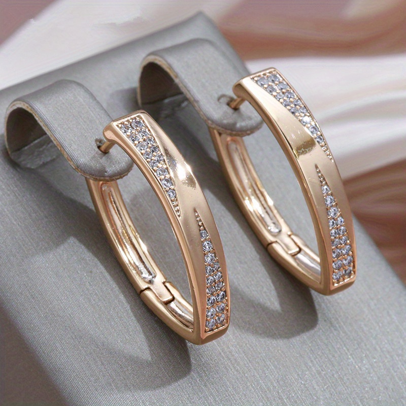 

1 Pair Trendy Golden Cross Hoop Earrings For Women, Vintage Wedding Jewelry, Cubic Zircon Drop Earrings