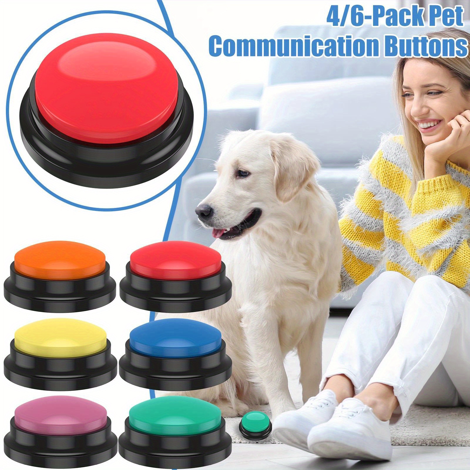 

4/6pcs Recordable Dog Training Buttons With Light, Pet Interactive Dog Cat Pet Training Buzzer Talking Button, Intelligence Toy