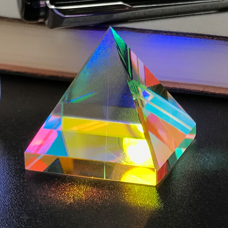 1PC 40mm Crystal Pyramid Prism Rainbow Optical Glass Prism for Natural  Sciences