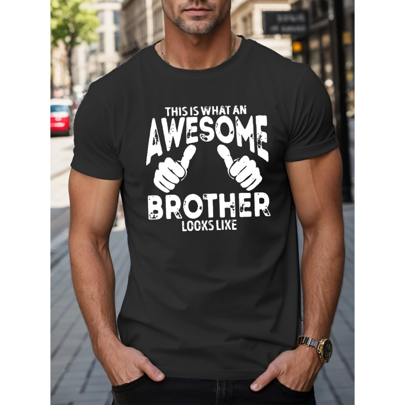 

Awesome Brother Print T Shirt, Tees For Men, Casual Short Sleeve T-shirt For Summer