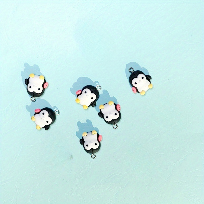 

6pcs Cute Cartoon Penguin Pendant Animal Resin Charms For Diy Handmade Jewelry Accessories Bracelets, Necklaces Making And Other Various Pendants