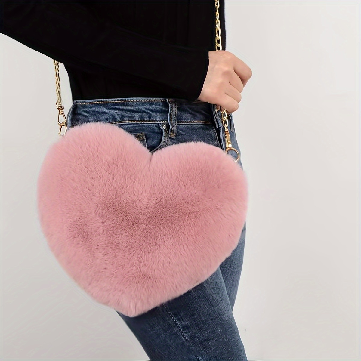 Fuzzy discount heart purse