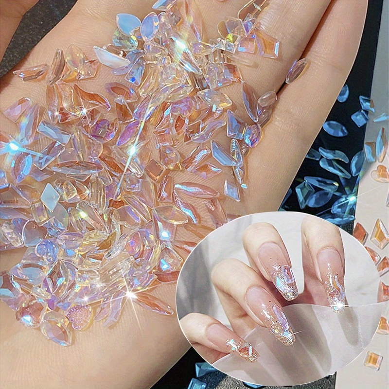 Crystal Aurora Rectangle Octagonal Nail Jewels Rhinestones - Temu