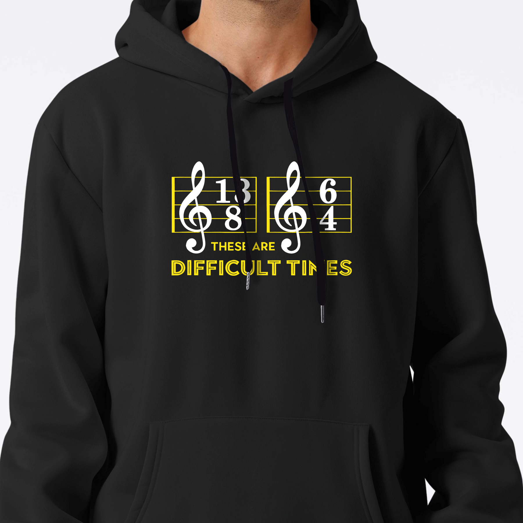 

Music Note Print Hoodie, Cool Hoodies For Men, Men's Casual Pullover Hooded Sweatshirt With Kangaroo Pocket Streetwear For Winter Fall, As Gifts