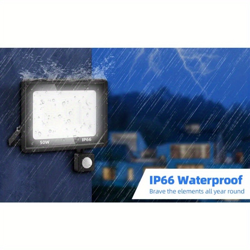 Luz de inundación LED con sensor de movimiento de 10 W para exteriores,  luces de seguridad sensibles a Pir, lámpara de pared IP66, reflector