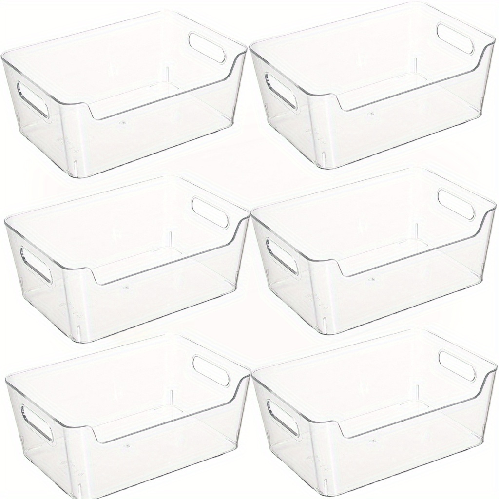 TEMU 3/6/12pcs Plastic Storage Bins, Multi-use Organizer Bins, Pantry Organizer, Clear Storage Containers, Bins For Home & Kitchen