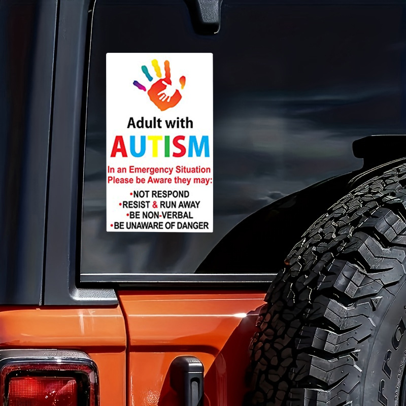 Adult Autism Awareness Static Cling Safe Safety Decal For Autistic Adult Die Cut Window Door