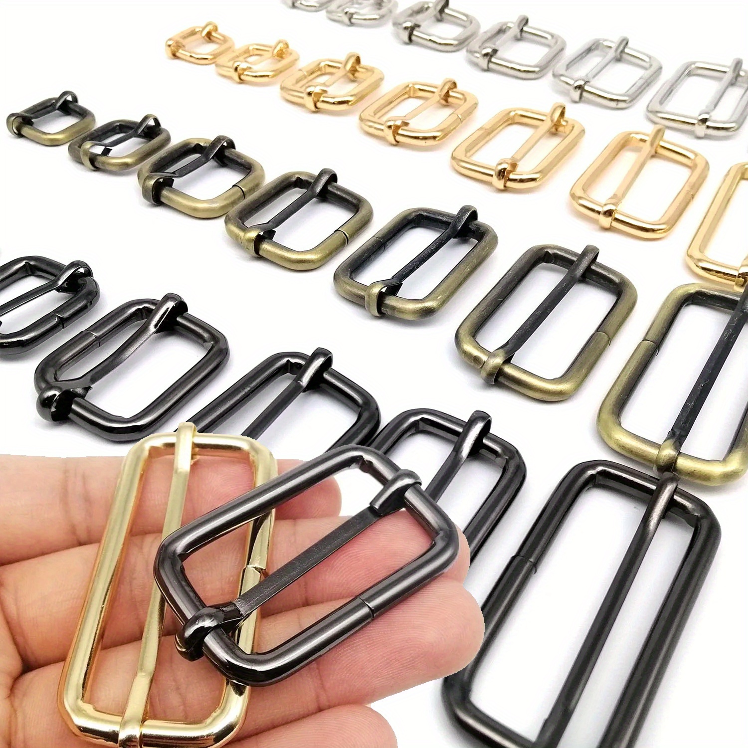 10 PCS Metal Silver/Black/Pale Gold Slide Buckles Strap Fasteners Belt  Adjuster Purse Bag adjustable leather craft straps Buckle - AliExpress