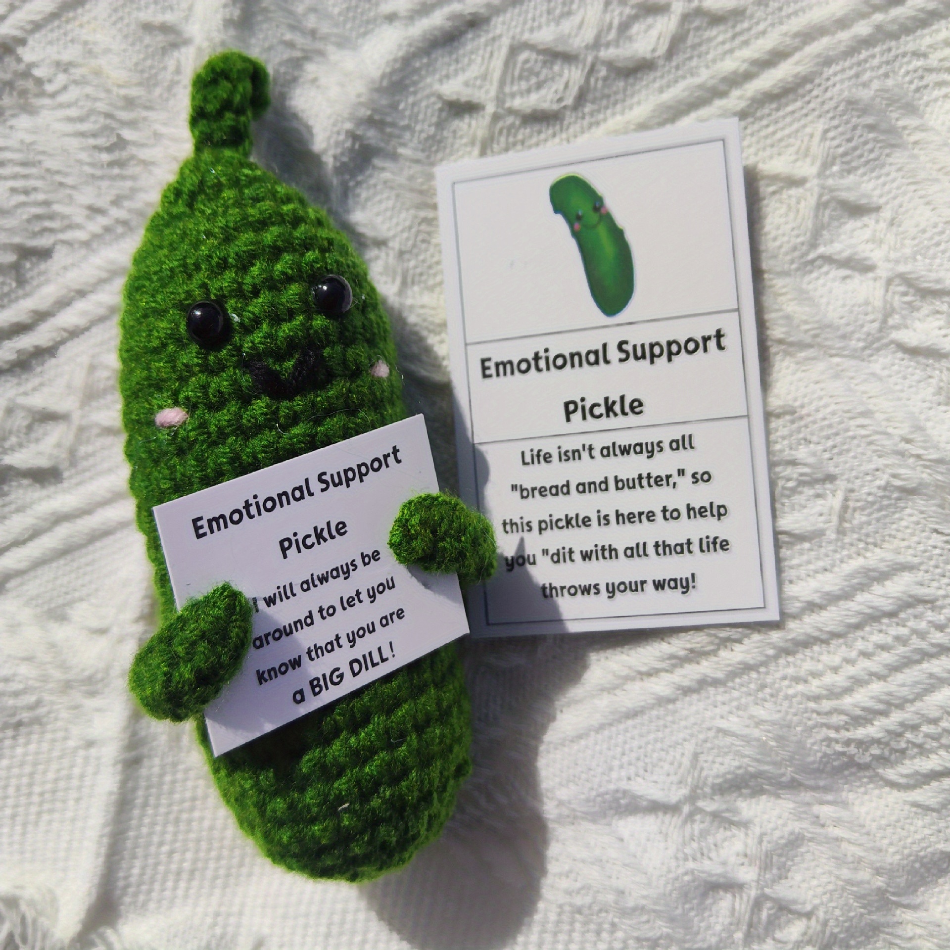 Emotional Support Pickle Gift Funny Pickle Ornament Smiling Green Cucumber  Knitted Doll Positive Card Ornament for Kids' Crafts - AliExpress