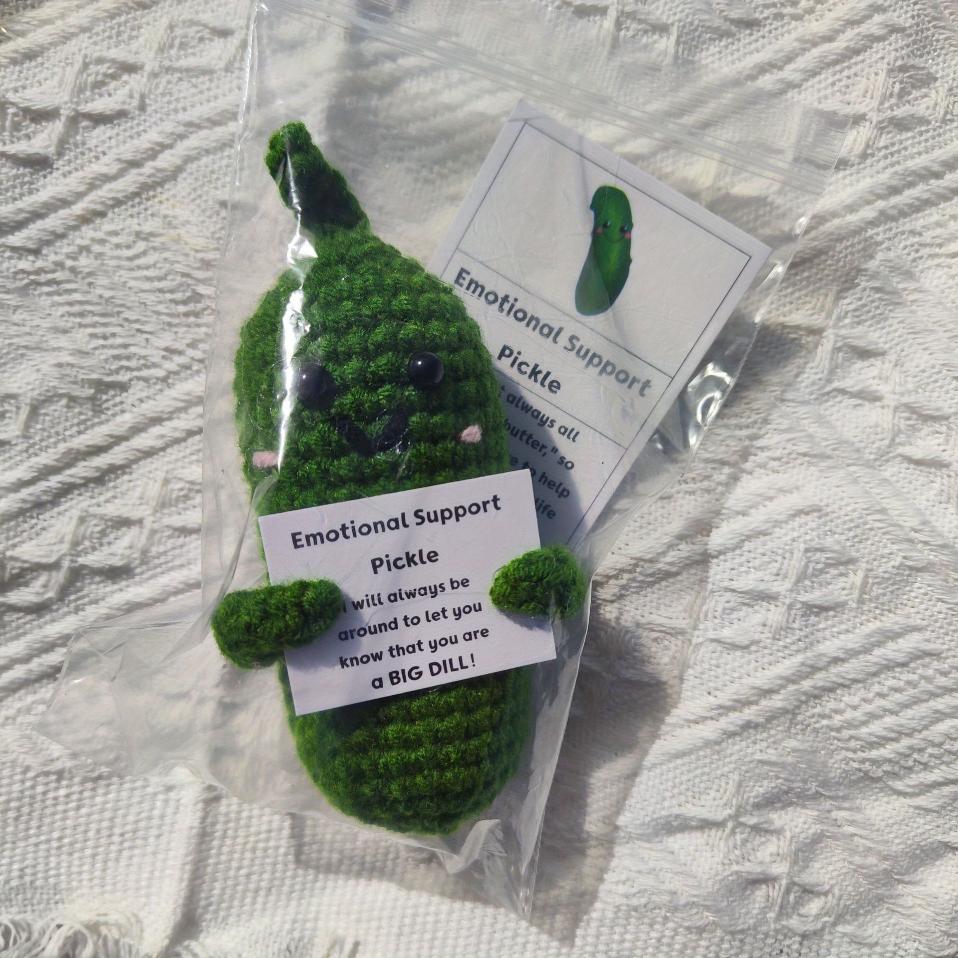 Emotional Support Pickle Gift Funny Pickle Ornament Smiling Green Cucumber  Knitted Doll Positive Card Ornament for Kids' Crafts - AliExpress