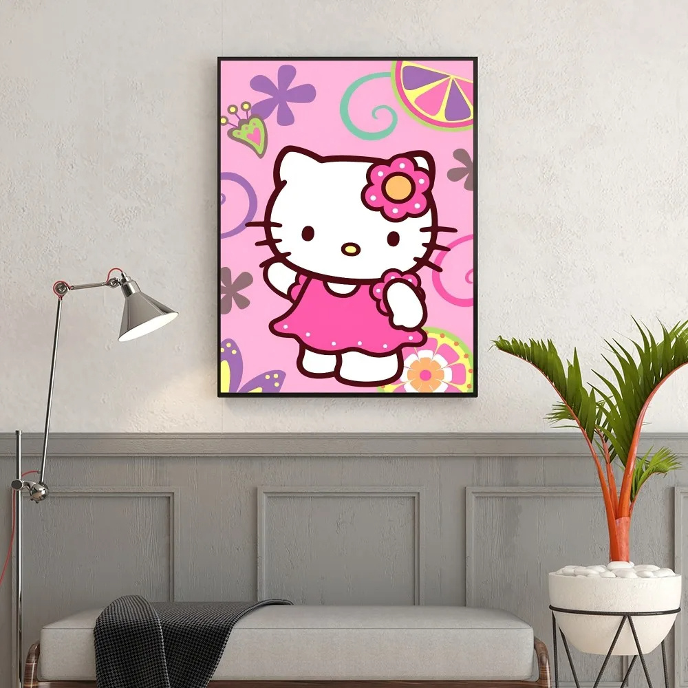 Cartoon Canvas Poster Hello Kitty Posters And Prints - Temu