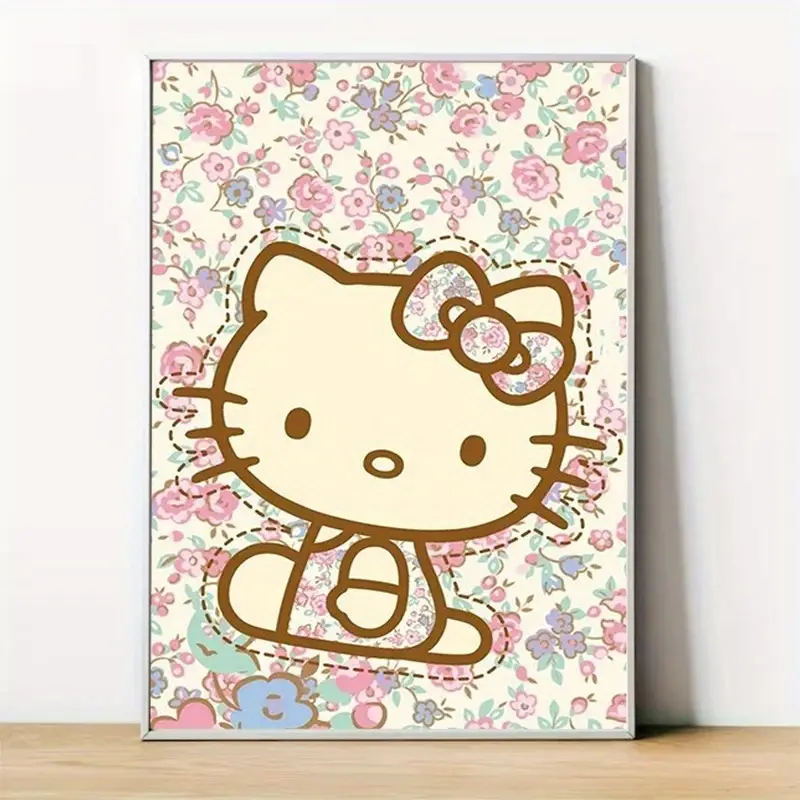 Canvas Painting Hello Kitty Art Poster - Temu