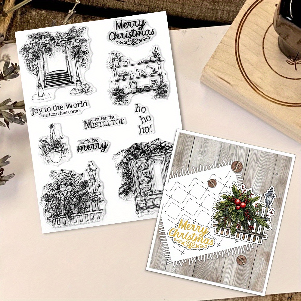 Mini Christmas Bauble Rubber Stamps for Card Making. 