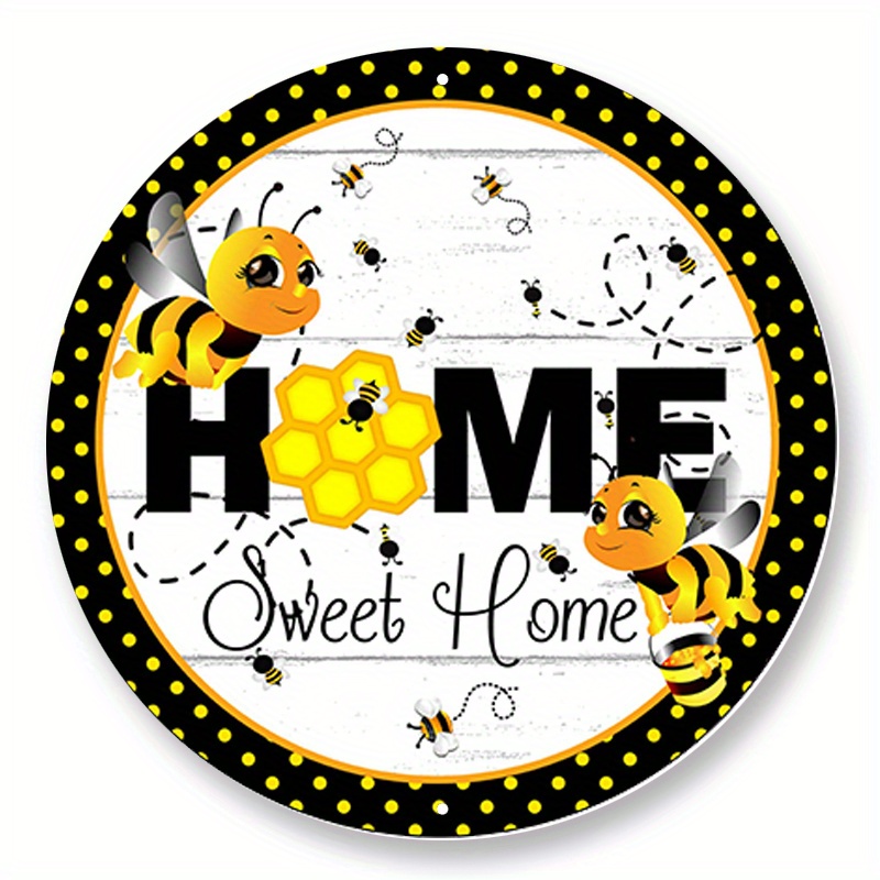 

1pc 8x8inch Aluminum Metal Sign Home Sweet Home Bee Wreath Sign, Summer Wreath Signs, Signs For Wreaths, Wreath Enhancements