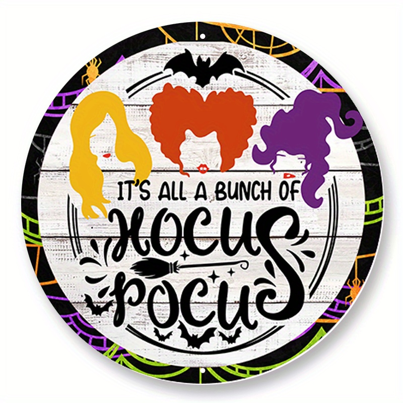 

1pc 8x8inch Aluminum Metal Sign It's All A Bunch Of Hocus Pocus Wreath Sign, Signs For Wreaths, Wreath Enhancement, Metal Wreath Signs