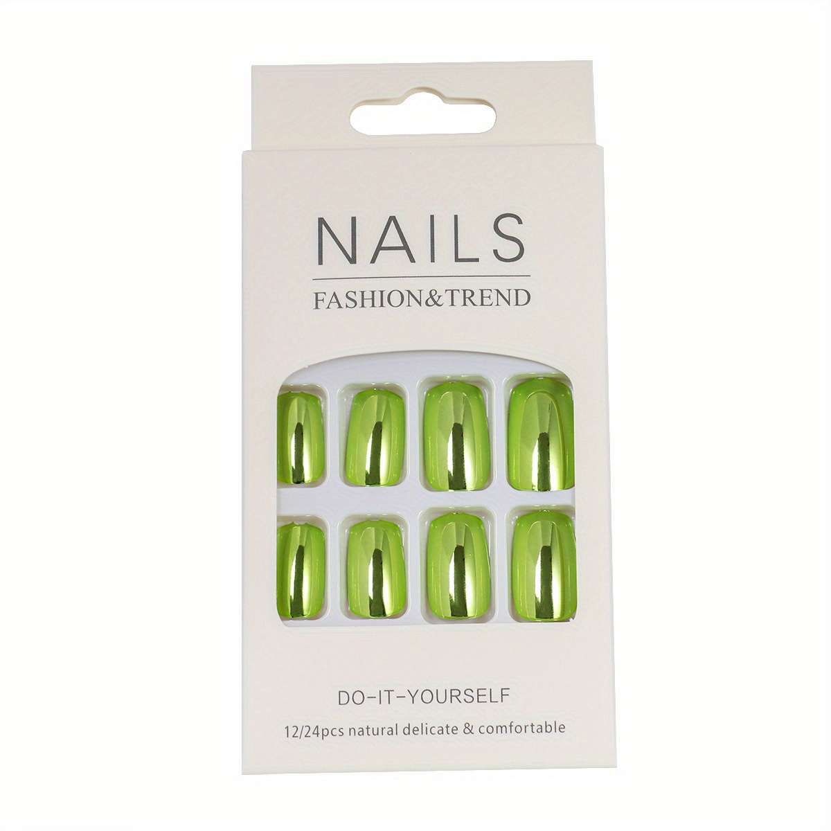 green press on nails short square fake nails reflective mirror false nails green acrylic nails chrome press on nails shiny artificial nails full cover stick on nails glossy glue on nails for women details 2