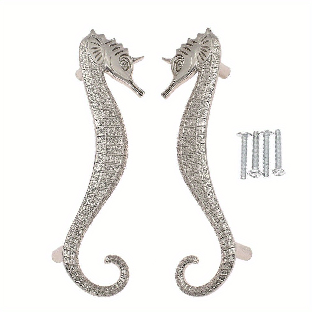 

1 Pair Seahorse Cabinet Handle, Cabinet Drawer Wardrobe Home Hardware Alloy Handle, Wire Drawing Handle