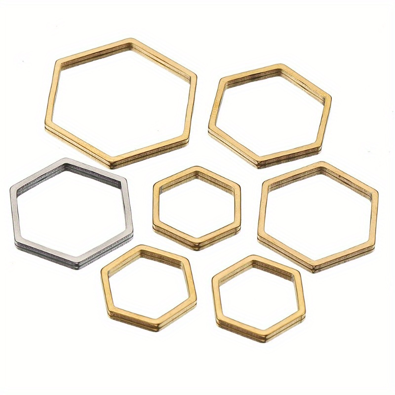 

20pcs Stainless Steel Hollow Hexagonal Geometric Thin Rings For Diy Handmade Earrings Jewelry Accessories