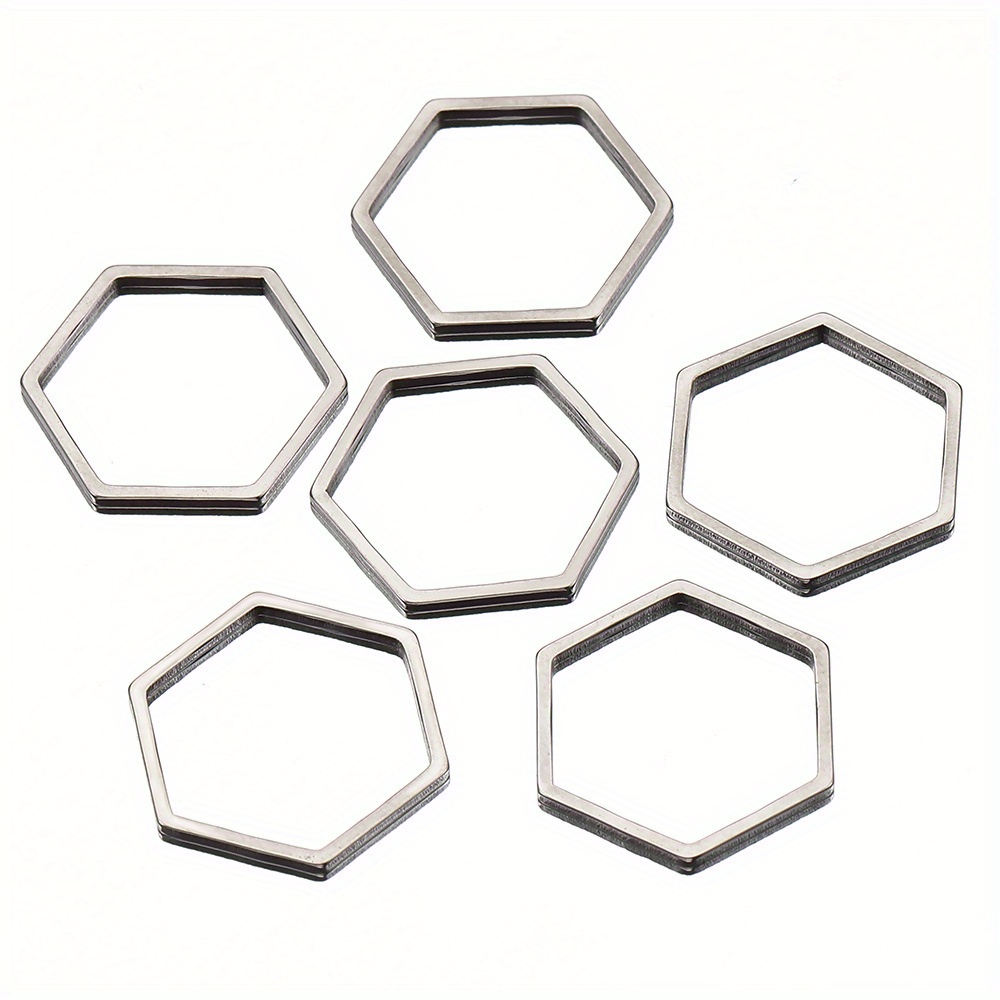 20pcs Stainless Steel Hollow Hexagonal Geometric Thin Rings For Diy Handmade Earrings Jewelry Accessories
