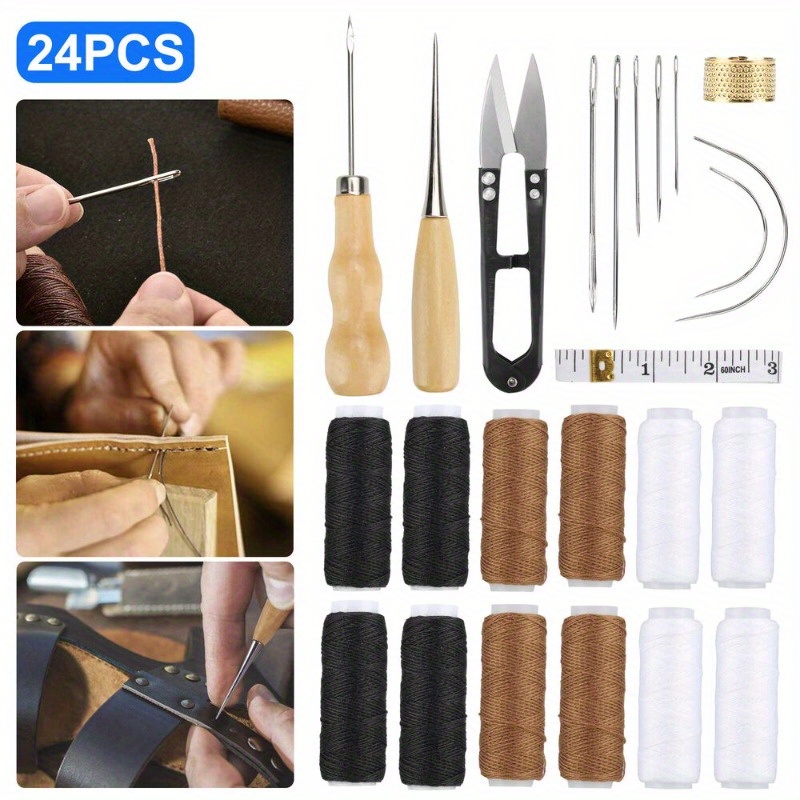 24pcs Leather Craft Tools Kit Hand Leathercraft Accessories