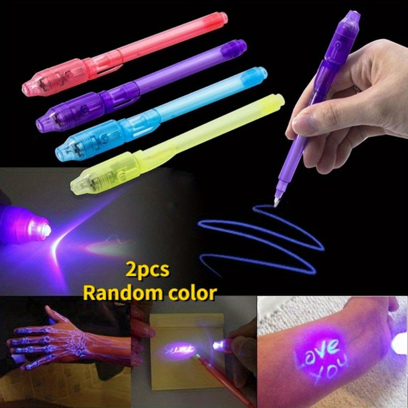 4 pièces Stylo à bille à pointe lumineuse avec stylo à lumière LED avec  lampe de poche led