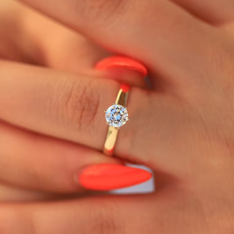 Golden Stainless Steel Engagement Ring for Women
