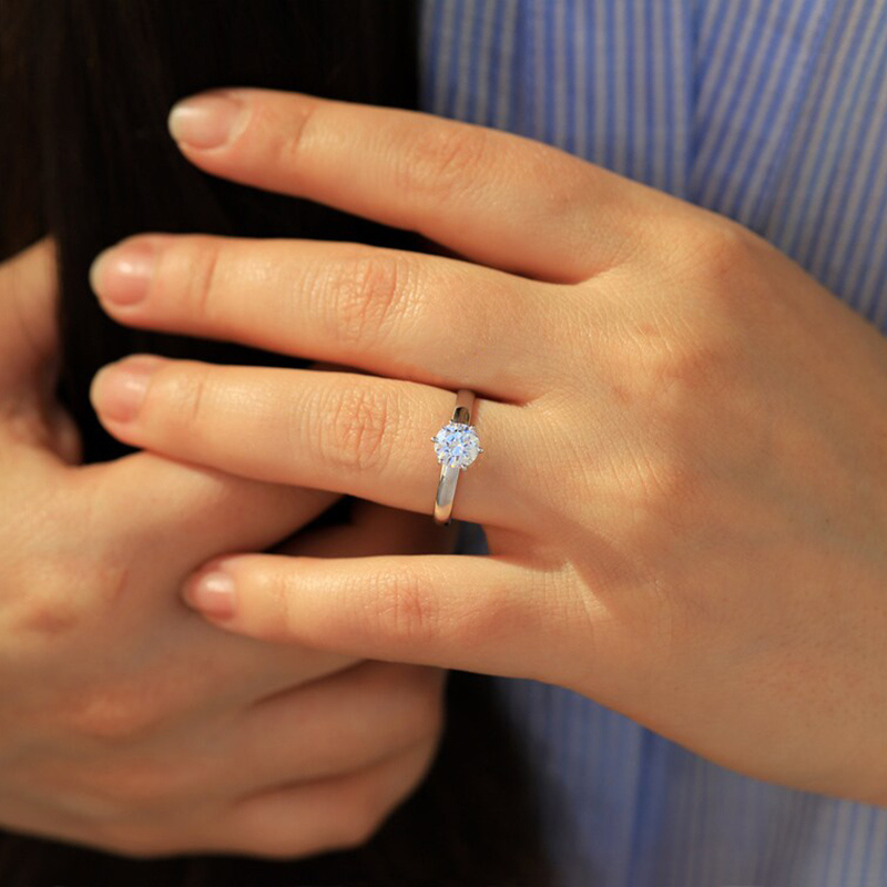 Golden Stainless Steel Engagement Ring for Women