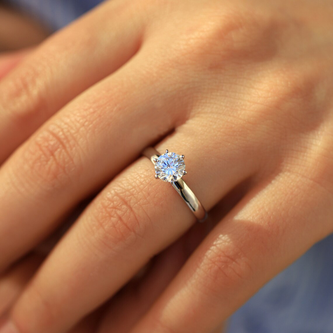 Golden Stainless Steel Engagement Ring for Women