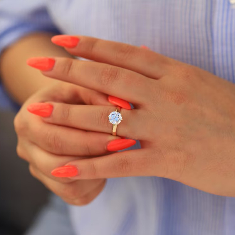 Golden Stainless Steel Engagement Ring for Women