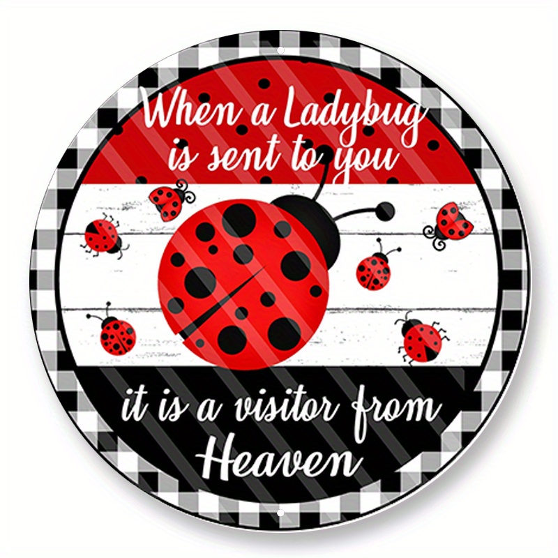 

1pc 8x8inch Aluminum Metal Sign When A Ladybug Is Sent To You It's A Visitor From Heaven Wreath Sign, Signs For Wreaths, Metal Wreath Sign