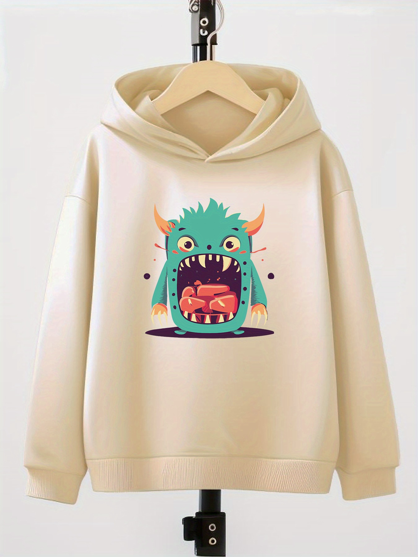 Cute Anime Monster Print Cute cozy Hoodie Kids Boys Keep - Temu