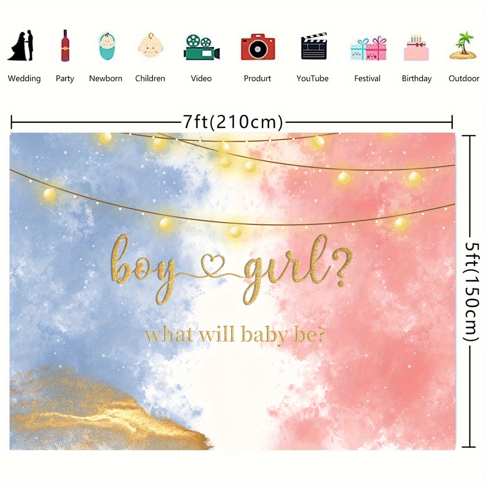 Gender Reveal Photograph Background Fish Fish Banner Boy - Temu