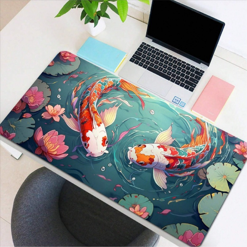 LARGE Koi Fish Desk Mat, 3 Sizes Non Slip Desk Pad, Office