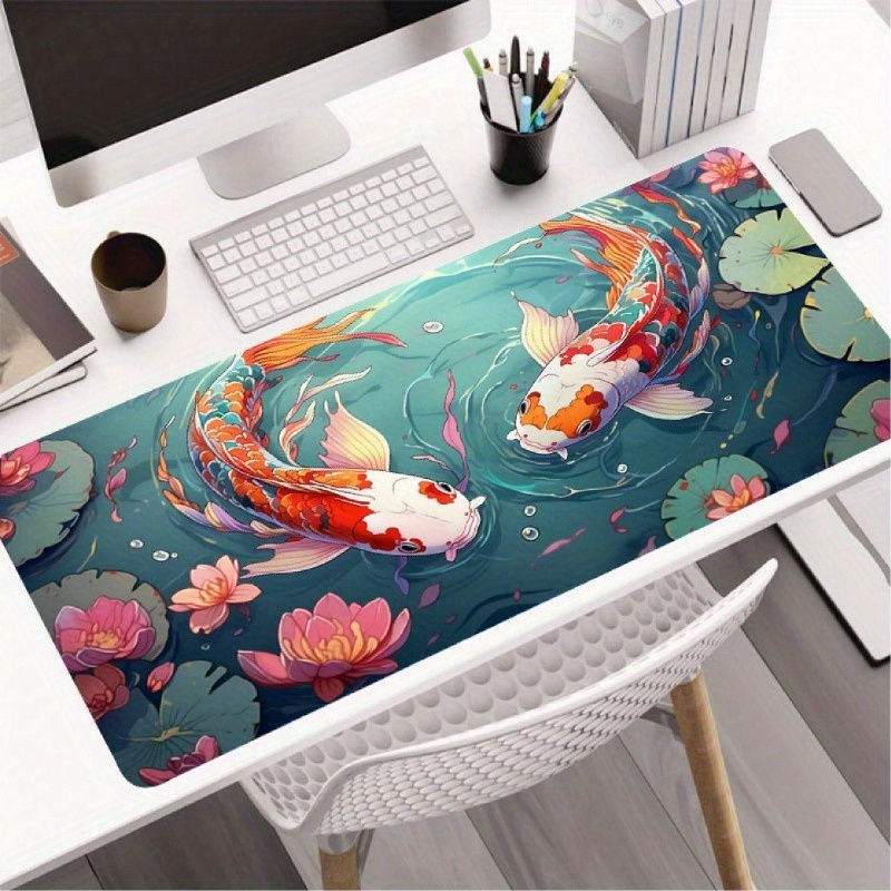 Watercolor Koi Fish Extended Gaming Mouse Pad Large Desk Mat