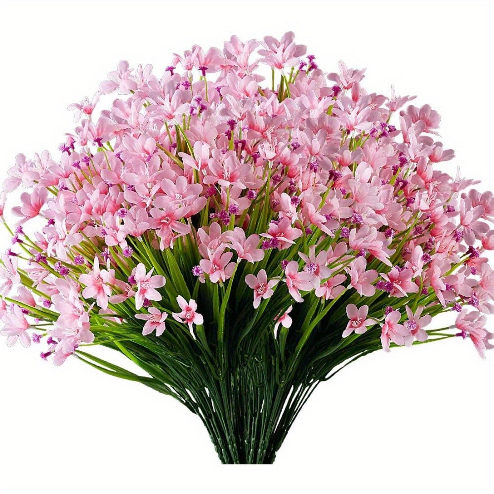 TEMU 3 Bundles Realistic Artificial Flowers - Uv Resistant Non-fading Fake Plants With Pink & Green Stems, For Wedding, Home, Office, Garden Decor -