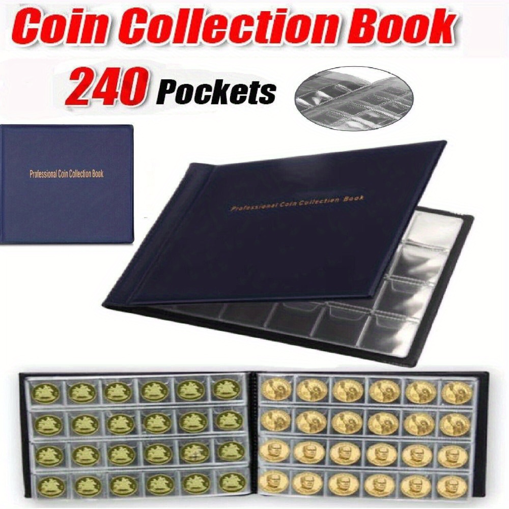 Coin Collection Supplies for Collectors, 300 Pockets Coins Collecting  Folder Album with PVC Free Sleeves for 20/25/ 27/30/ 38/ 46mm. Coin Book  Holder