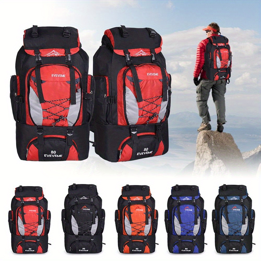 Mens 80l Large Waterproof Climbing Hiking Backpack Camping Mountaineering  Backpack Sport Outdoor Accessories Rucksack Travel Luggage Bag - Sports &  Outdoors - Temu
