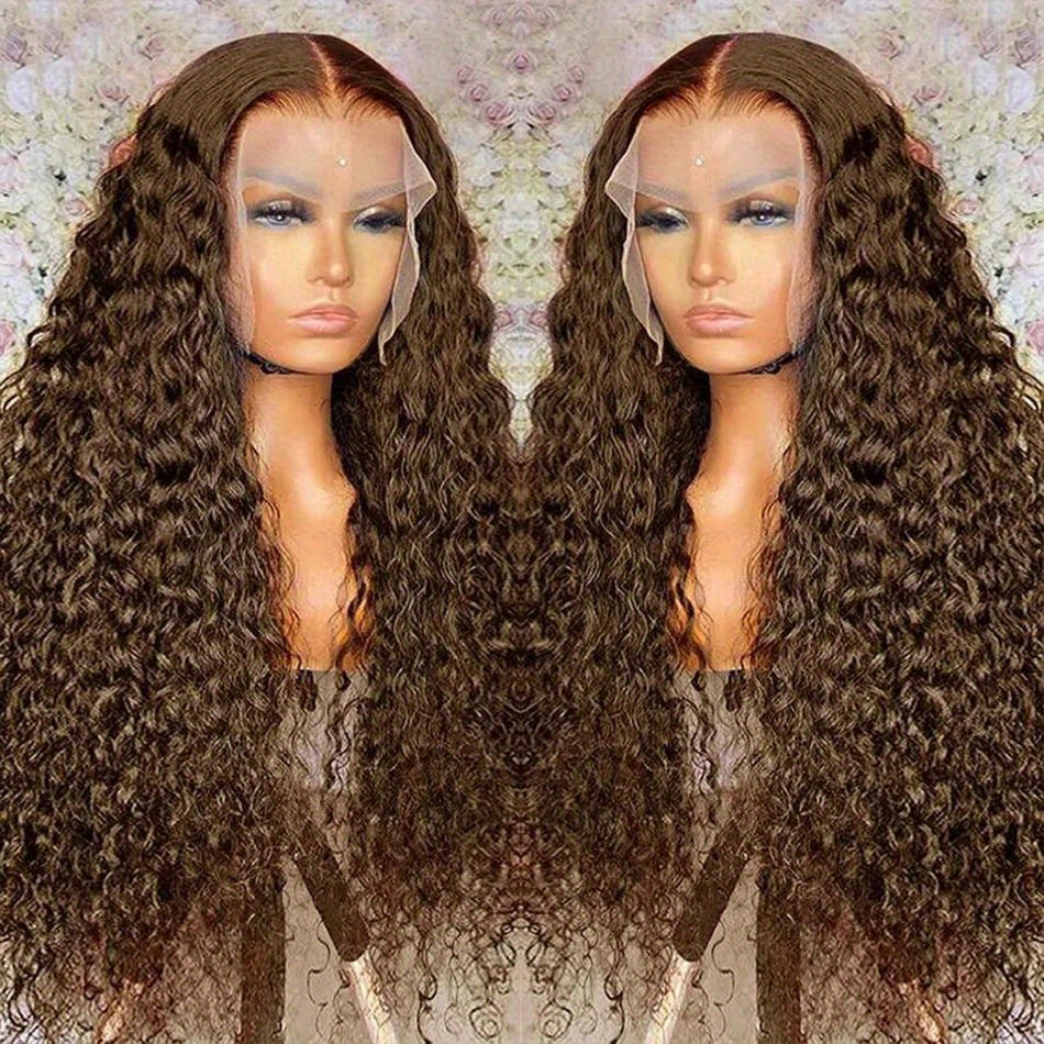 Chocolate Brown Wet Wavy 13x4 Lace Front Wig Brazilian Water