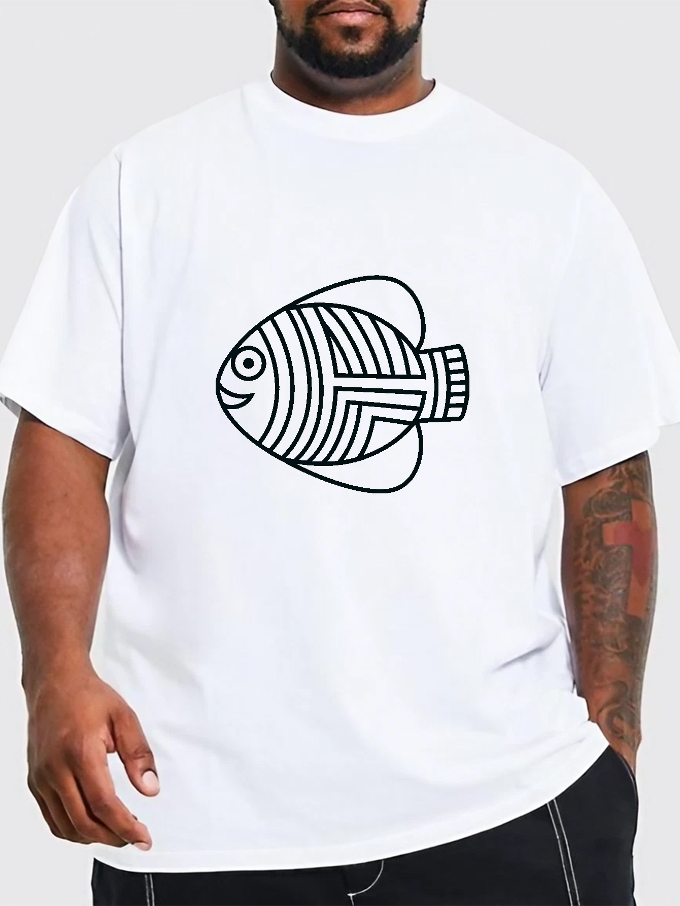 Plus Size Men's Cartoon Fish Graphic Print T shirt Summer - Temu