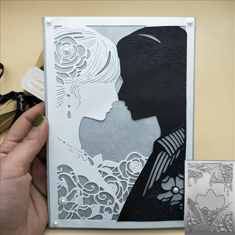 

1pc Hollow Wedding Decorations Carbon Steel Metal Embossing Paper Cutting Dies, Fresh Style Decoration For Envelope Greeting Card Photo Frame Diy Cutting Dies