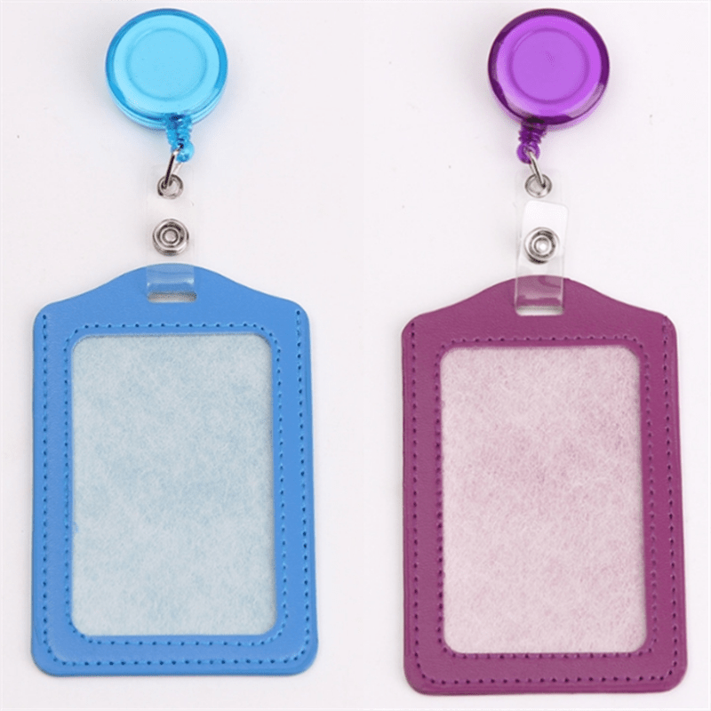 Colorful Pu Badge Holder Vertical Business Id Credit Card - Temu