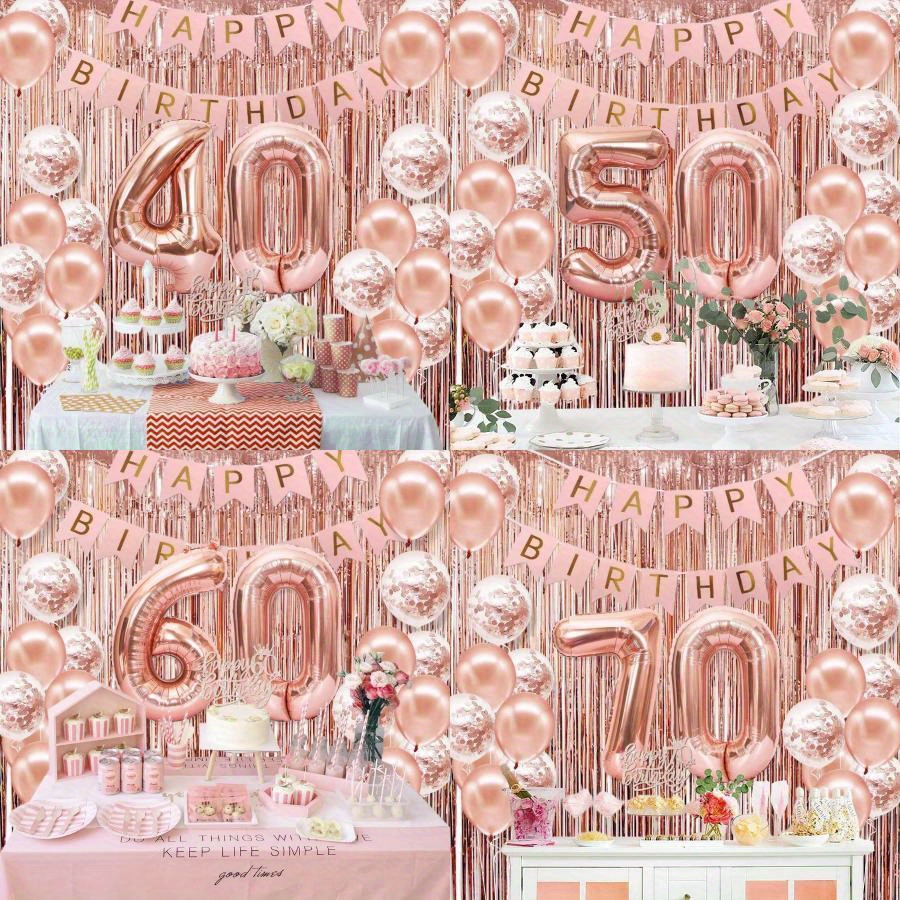 Decoraciones de cumpleaños número 50, espirales colgantes para mujer, color  oro rosa, vintage, 1974, 50 cumpleaños, suministros de fiesta
