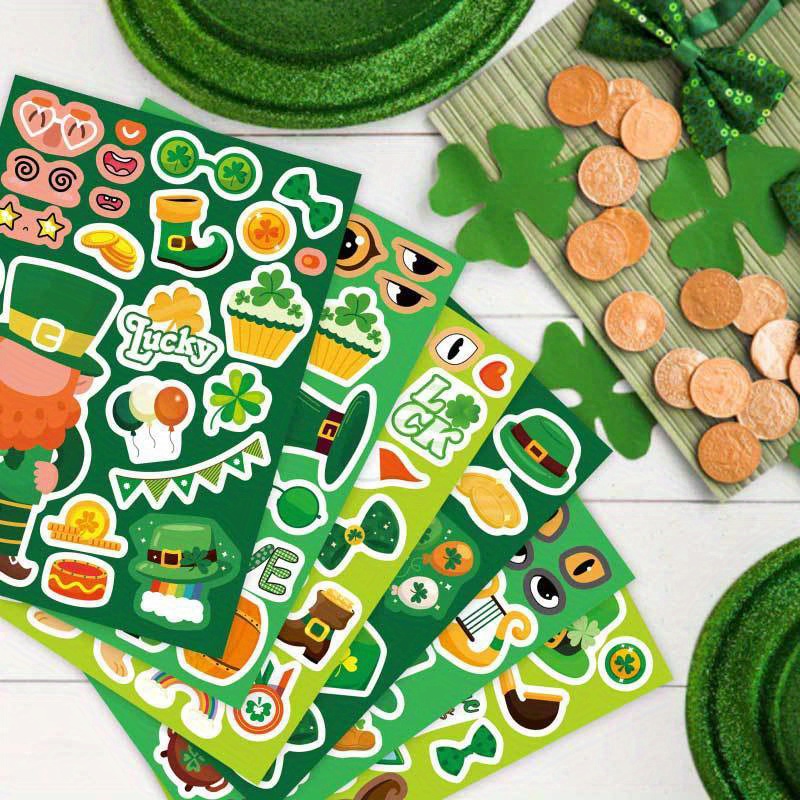Make St. patrick's Leprechauns Make a face Decals Mix Match - Temu