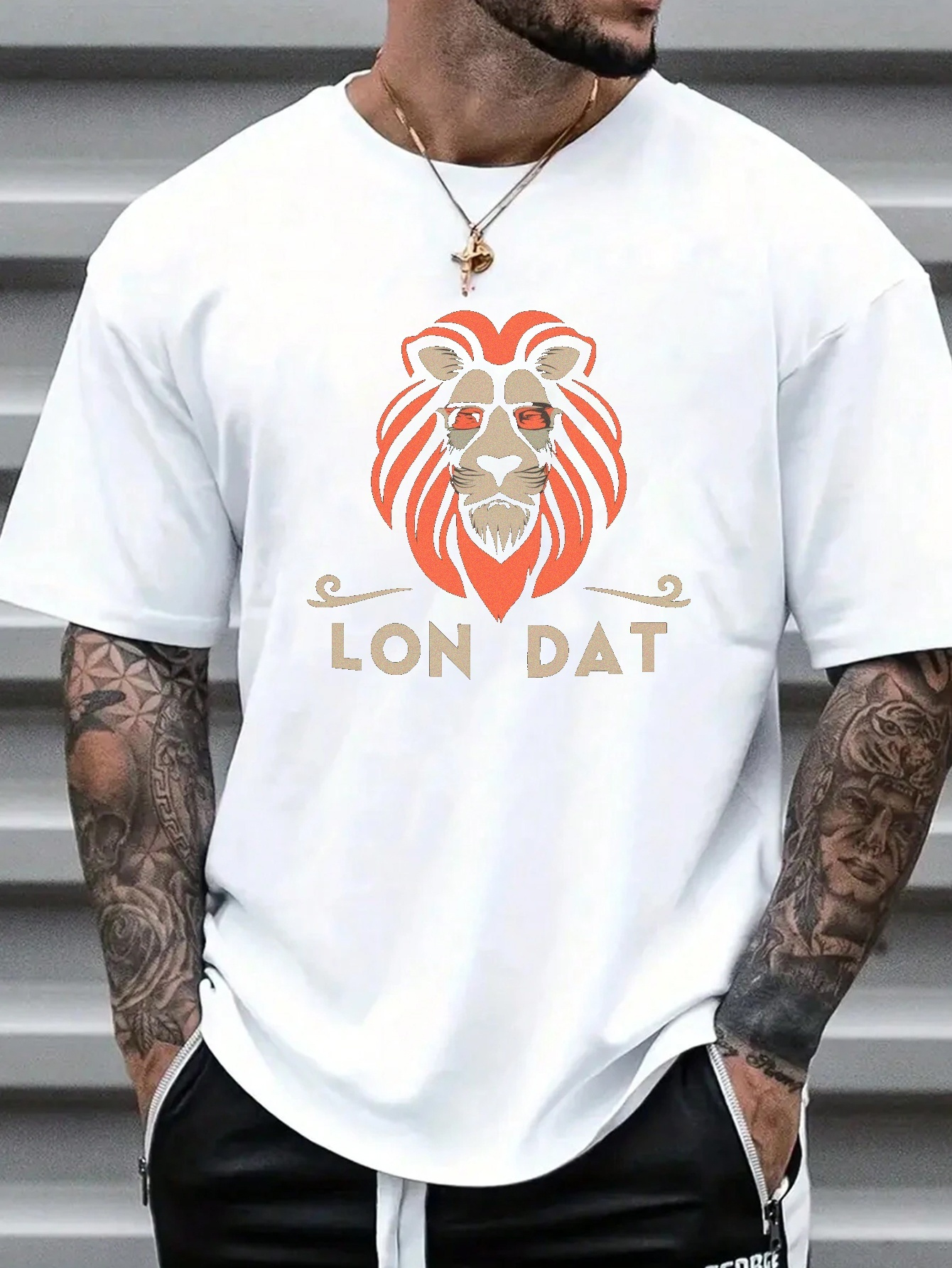 Plus Size Men's Stylish T shirt Anime Lion Print Short - Temu Canada