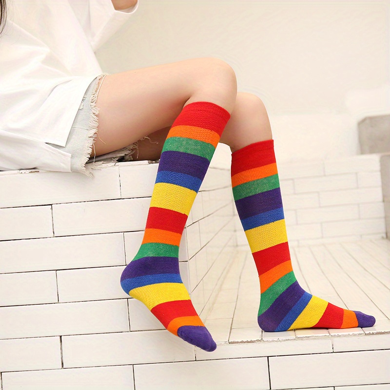 Baby Socks Kid Socks Cotton Multi Colored Striped Socks Long