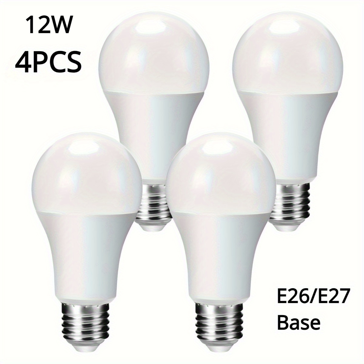 

2pcs/4pcs A19/a60 Led Light Bulbs, 12w E26/e27 Base 1100 Lumens Cri 90+ Daylight 6000k, Non-dimmable Light Bulbs For Home Office, Halloween, Christmas