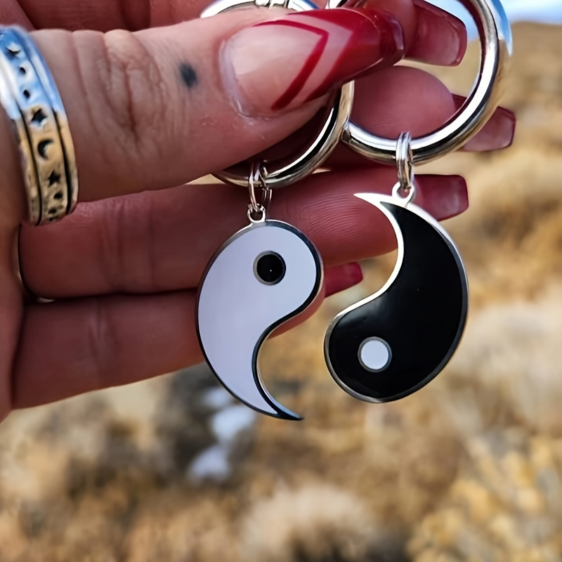 2pcs Yin & Yang Metal Keychain Bag Charms Accessories
